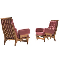 Pair of Lounge Chairs with Pink Upholstery by Guillerme et Chambron