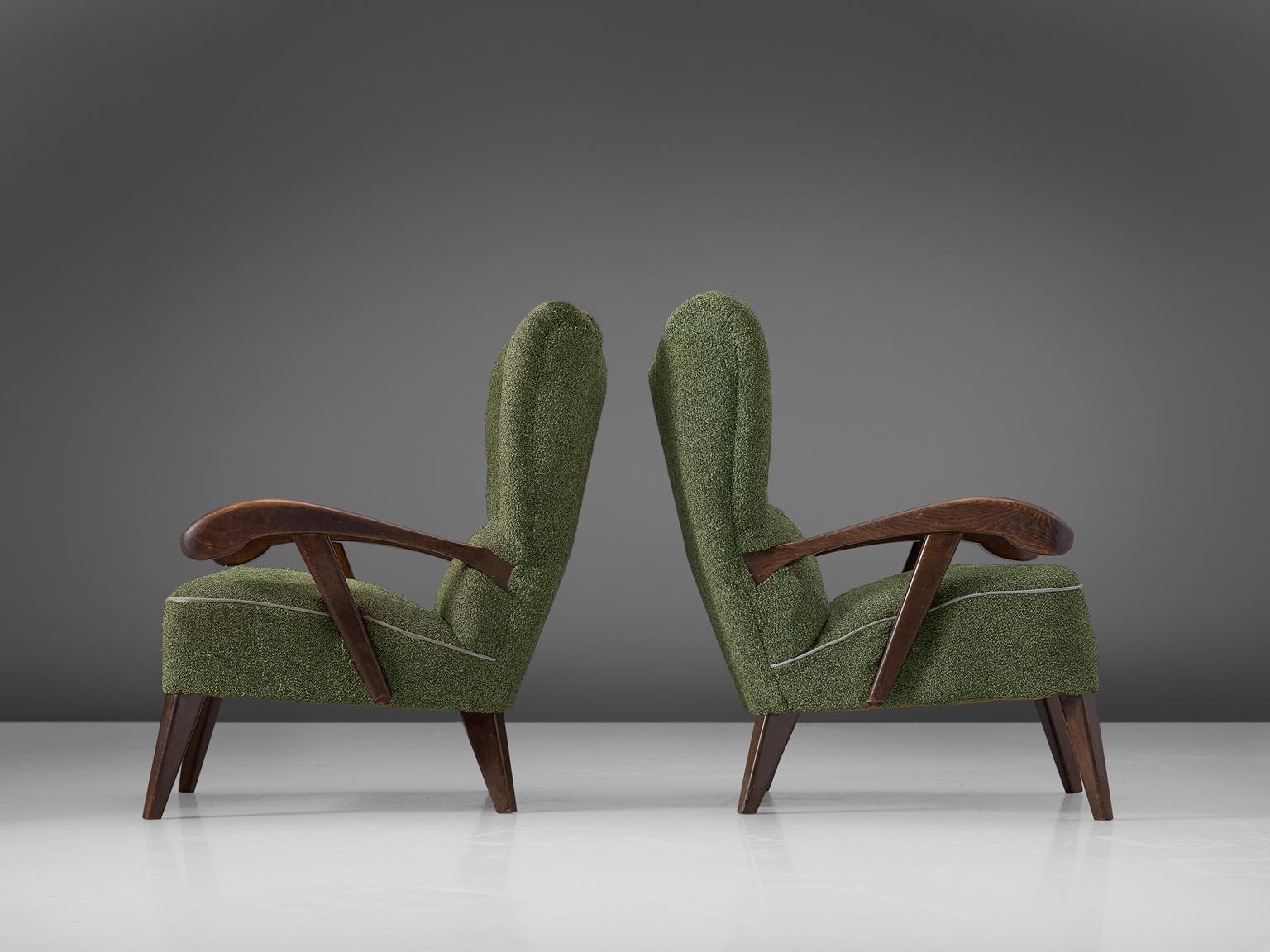 Pair of Lounge Chairs with Sculptural Wooden Frame In Good Condition In Waalwijk, NL