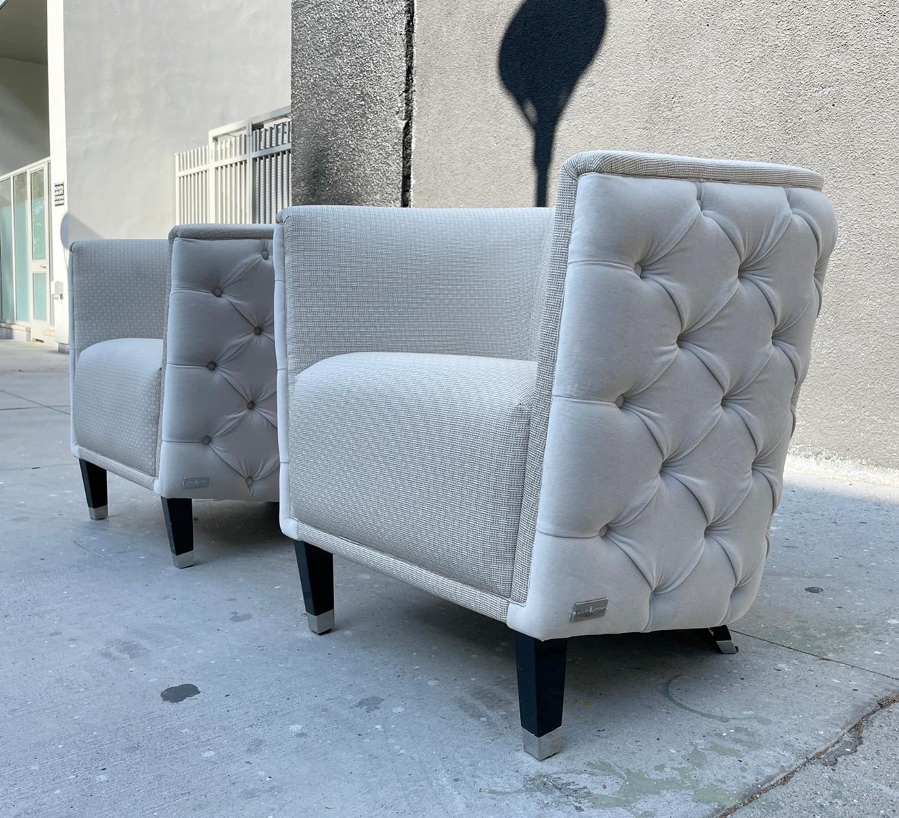 American Pair of Lounge Chairs with Tufted Backs by Luxury Living For Sale