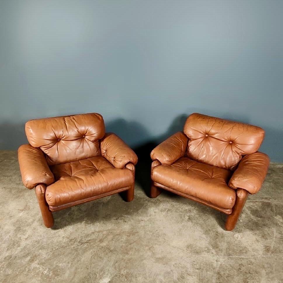 New Stock ✅

Pair of Lounge Chairs by Tobia & Afra Scarpa for B&B Italia in Tan Brown Leather

Pair of extremely comfortable and iconic Coronado lounge chairs designed by Tobia Scarpa in the 1960s, made by B&B Italia.

These innovative high back