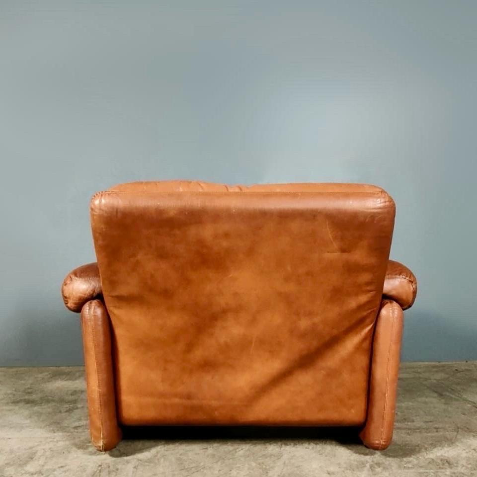 Milieu du XXe siècle Paire de chaises Lounge Coronado par Tobra & Tobia Scarpa pour B&B Italia Tan Brown en vente