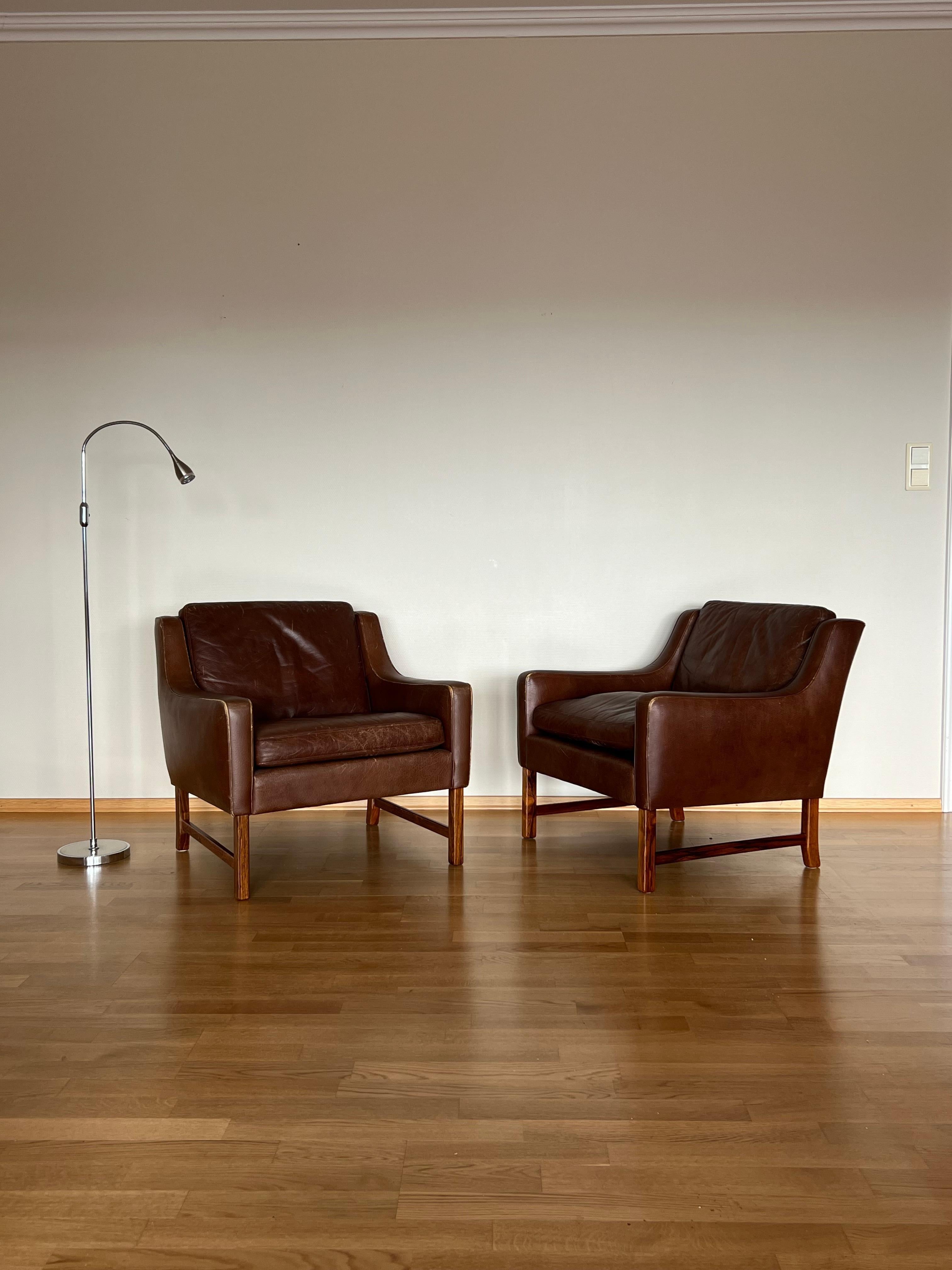 Scandinavian Modern Pair of Lounge Easy Chairs by Frederik A. Kayser for Vatne Mobler, Norwary 1960s For Sale