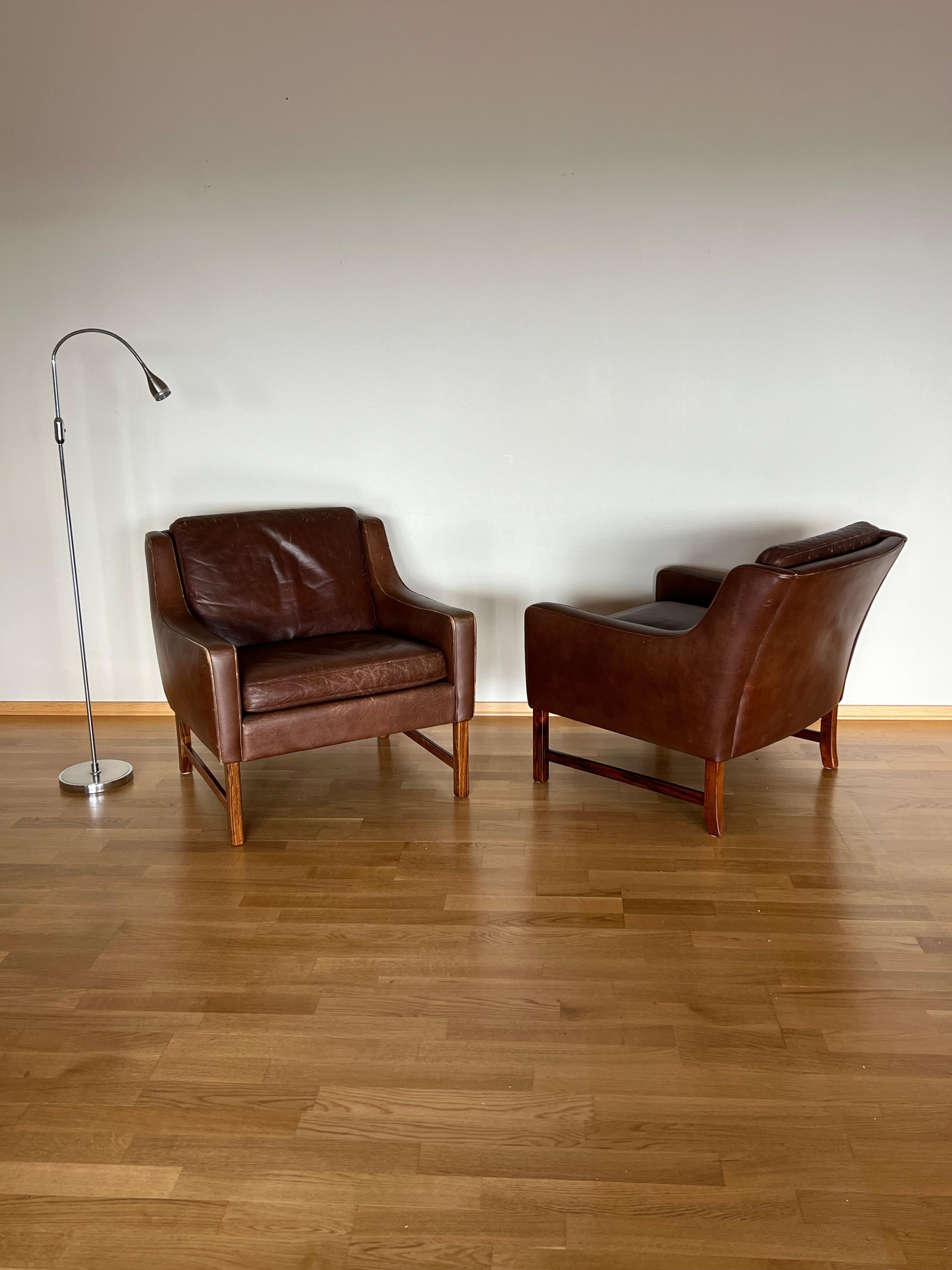 Pair of Lounge Easy Chairs by Frederik A. Kayser for Vatne Mobler, Norwary 1960s In Good Condition For Sale In Skien, NO