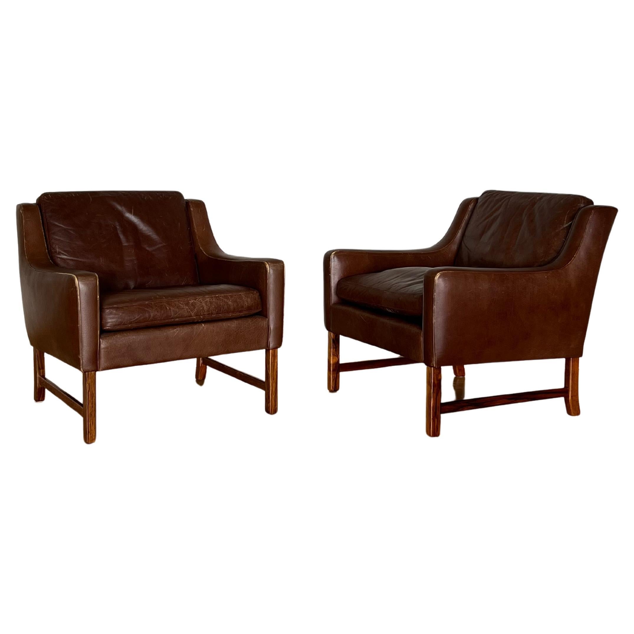 Pair of Lounge Easy Chairs by Frederik A. Kayser for Vatne Mobler, Norwary 1960s For Sale