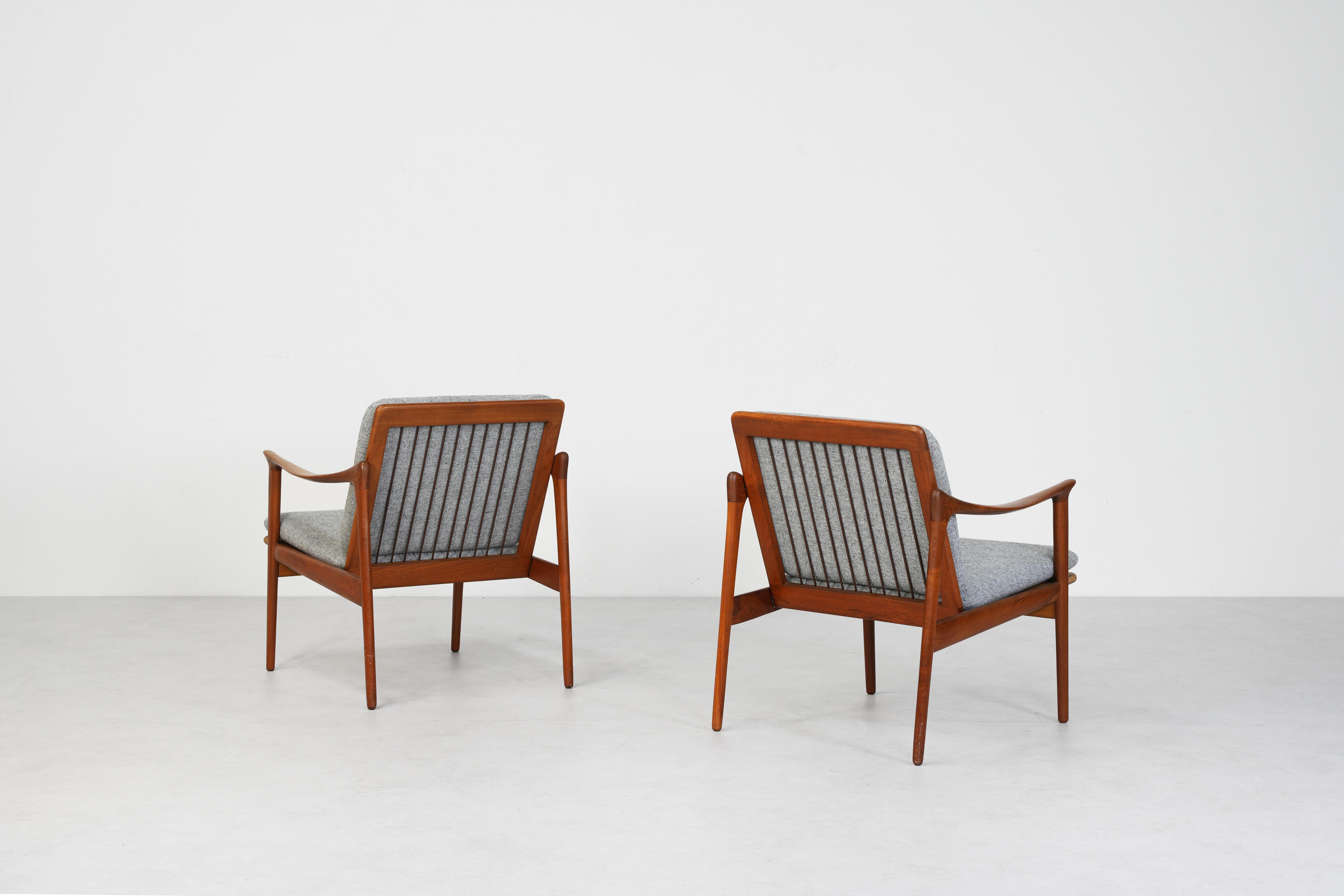 Pair of Lounge Easy Chairs by Frederik Kayser for Vatne Mobler, Norwary 1960ies In Excellent Condition For Sale In Berlin, DE
