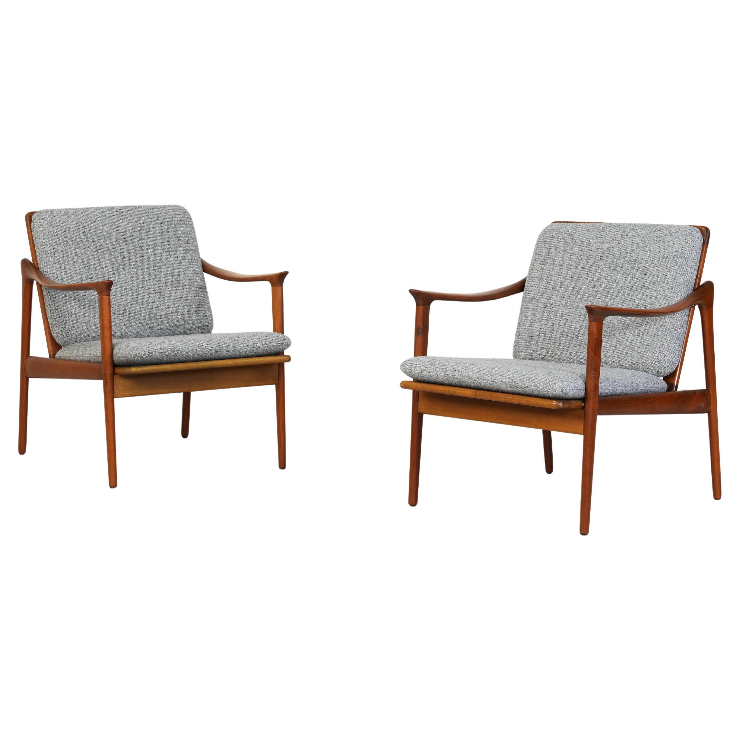 Pair of Lounge Easy Chairs by Frederik Kayser for Vatne Mobler, Norwary 1960ies For Sale