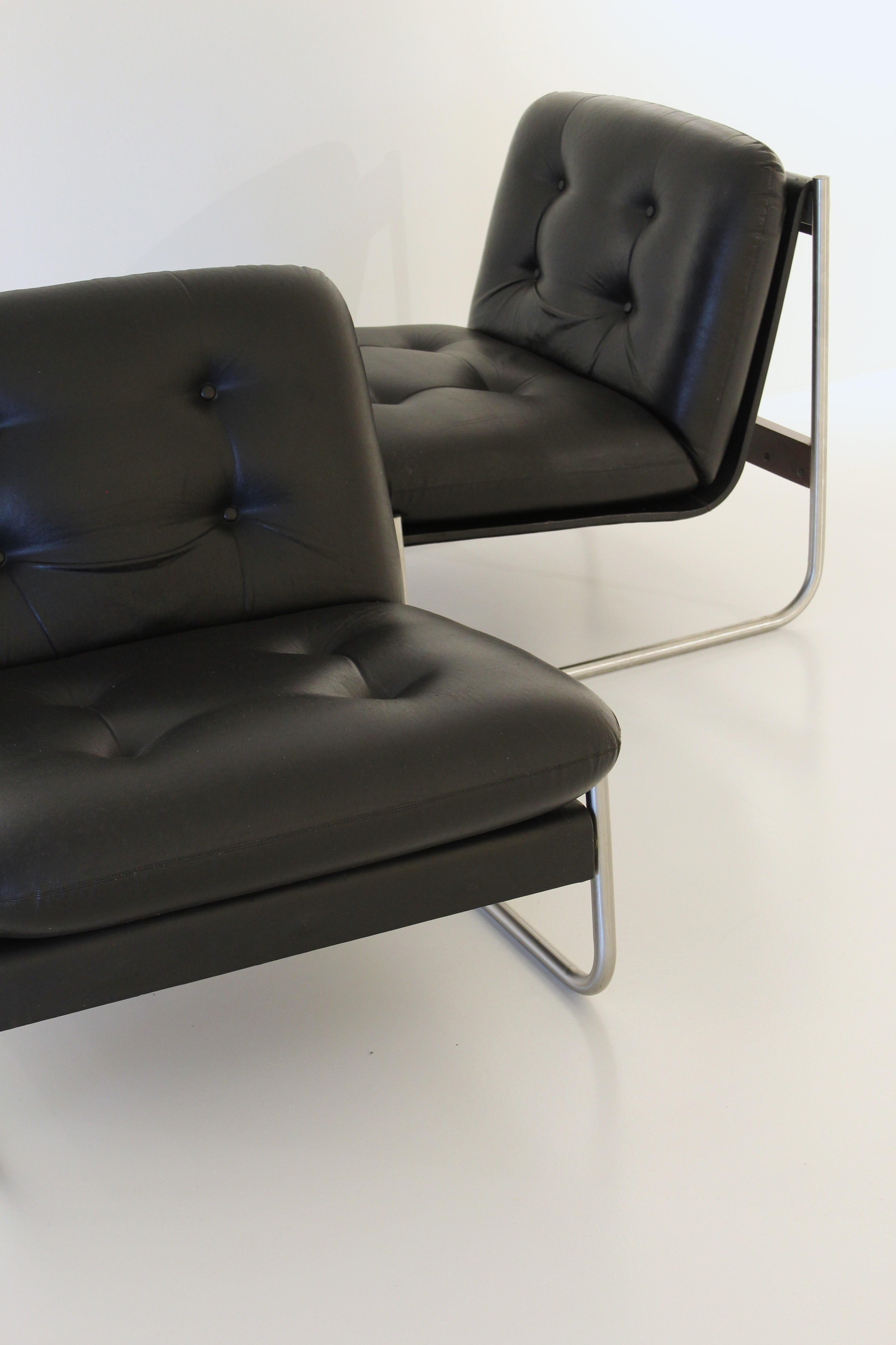 par de asientos de salón de Mobiltecnica Torino Moderno de mediados de siglo en venta