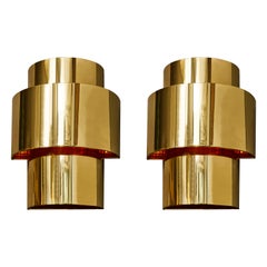 Pair of Lovelamp Wall Sconces in Brass and Copper by Willy Rizzo