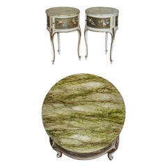 Pair of Lovely Antique Louis XVI Style Floral Hand Painted Side End Lamp Tables