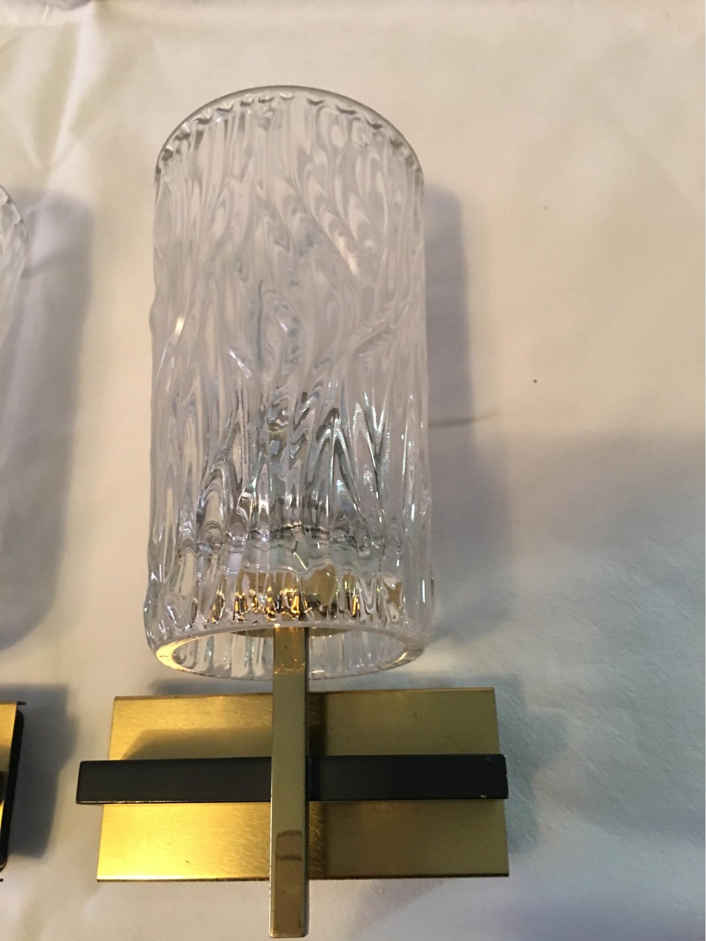 Pair of Lovely Austrian Kalmar Style Glass Sconces In Good Condition For Sale In Frisco, TX