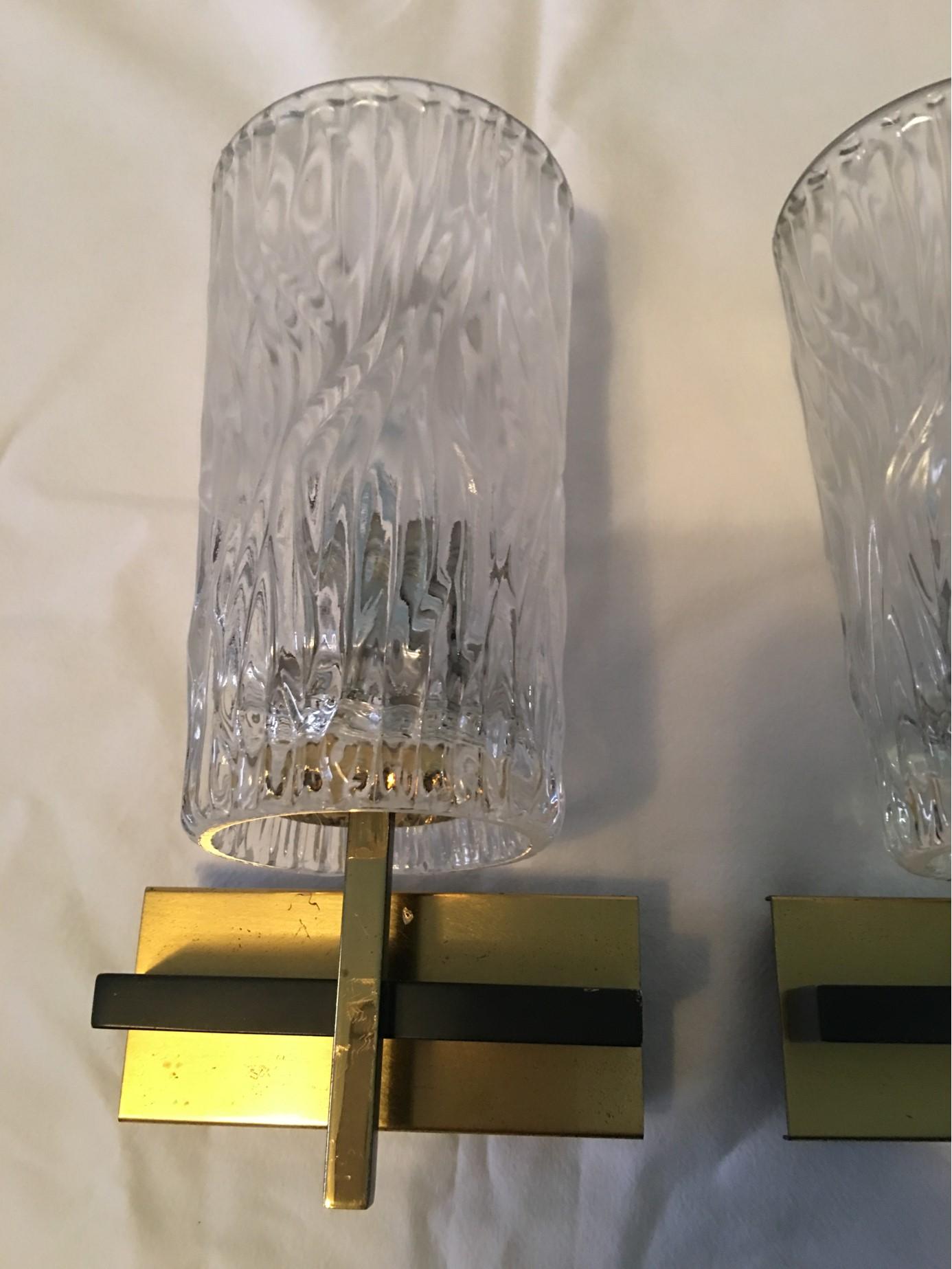 Mid-20th Century Pair of Lovely Austrian Kalmar Style Glass Sconces For Sale