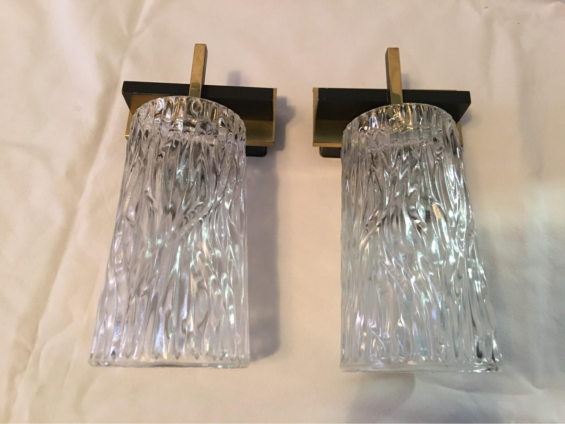 Pair of Lovely Austrian Kalmar Style Glass Sconces For Sale 4