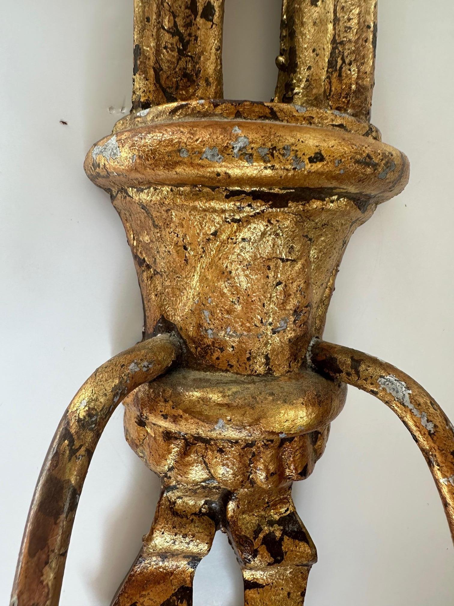 Métal Paire d'appliques à bougie françaises à motif de nœud en vente