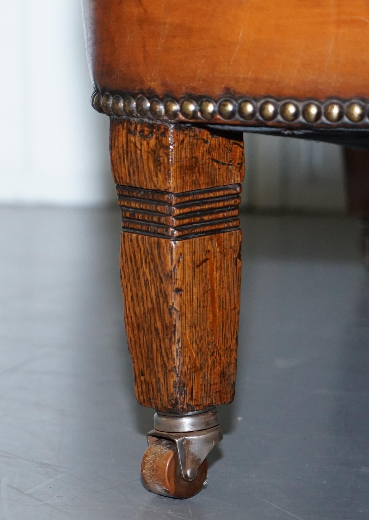Paar schöne Chesterfield viktorianischen Bibliothek Sessel Hand gefärbt braunem Leder 4
