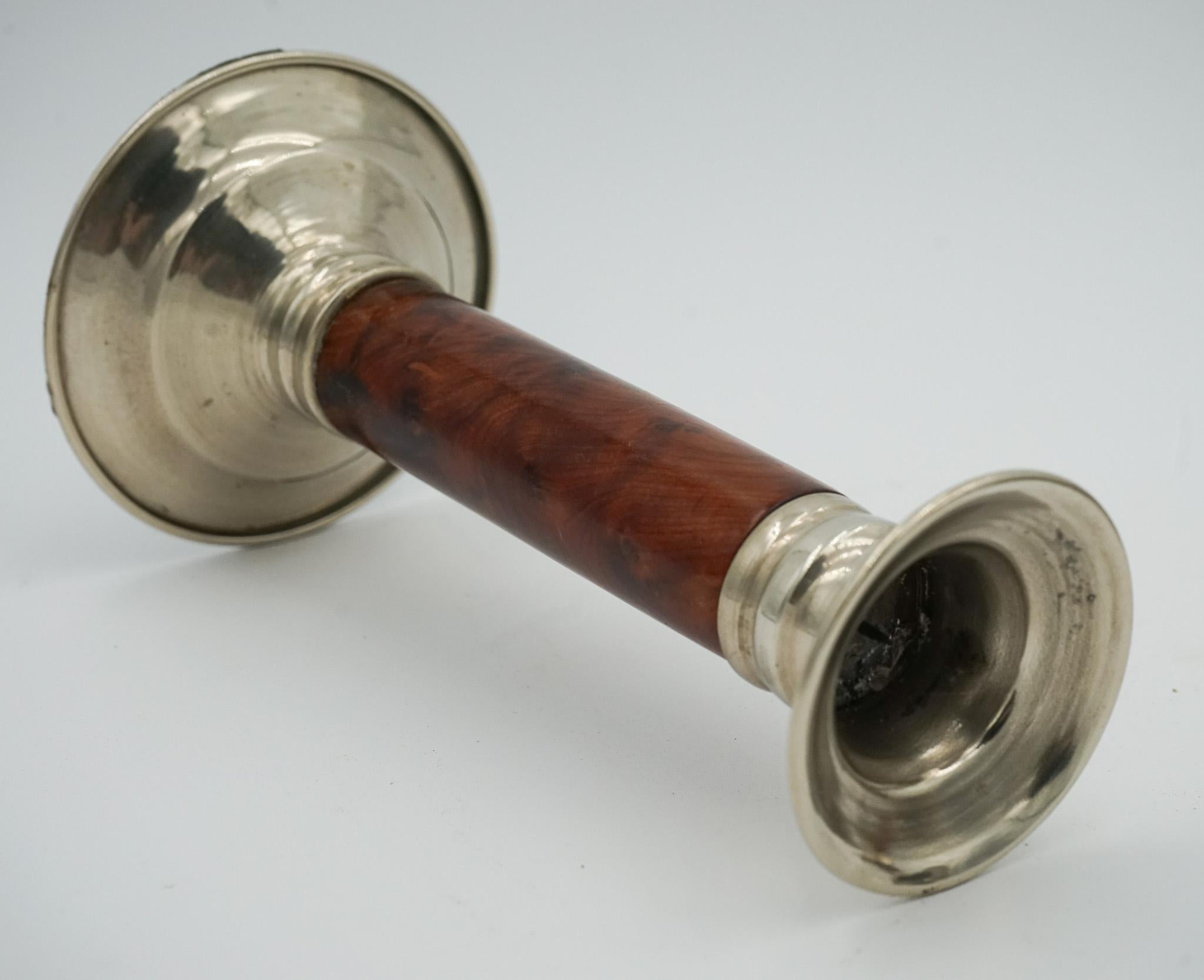 PAIR OF LOVELY DECORATIVE ART DECO BURR WALNUT CANDLESTiCKS For Sale 5