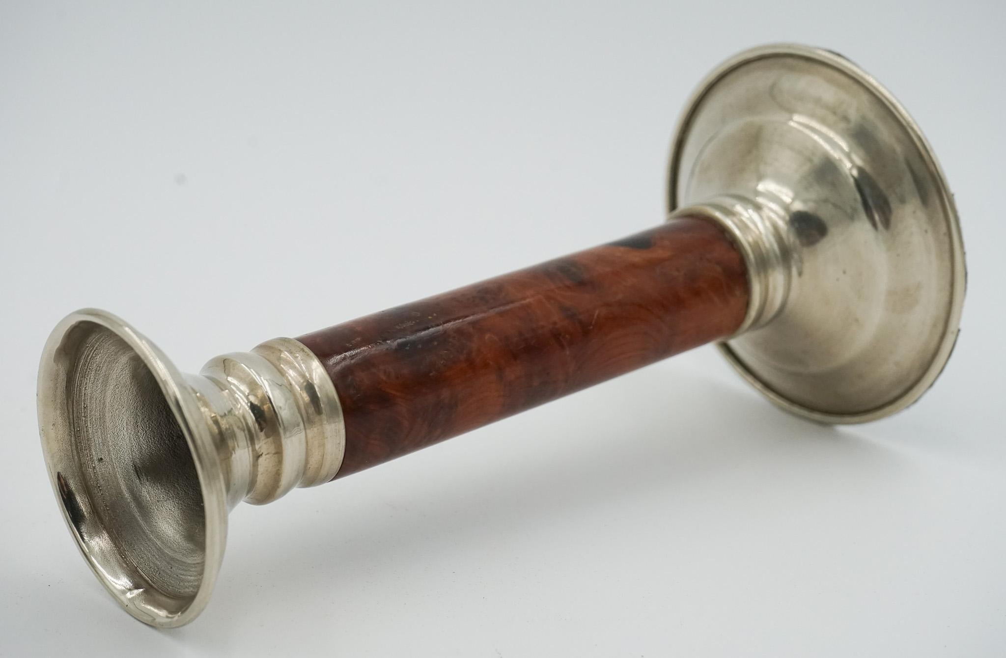 PAIR OF LOVELY DECORATIVE ART DECO BURR WALNUT CANDLESTiCKS For Sale 6