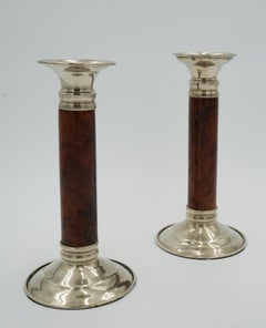 Paire de canDLESTiCKS ART Déco LOVELY DECORATIVE BURR WALNUT