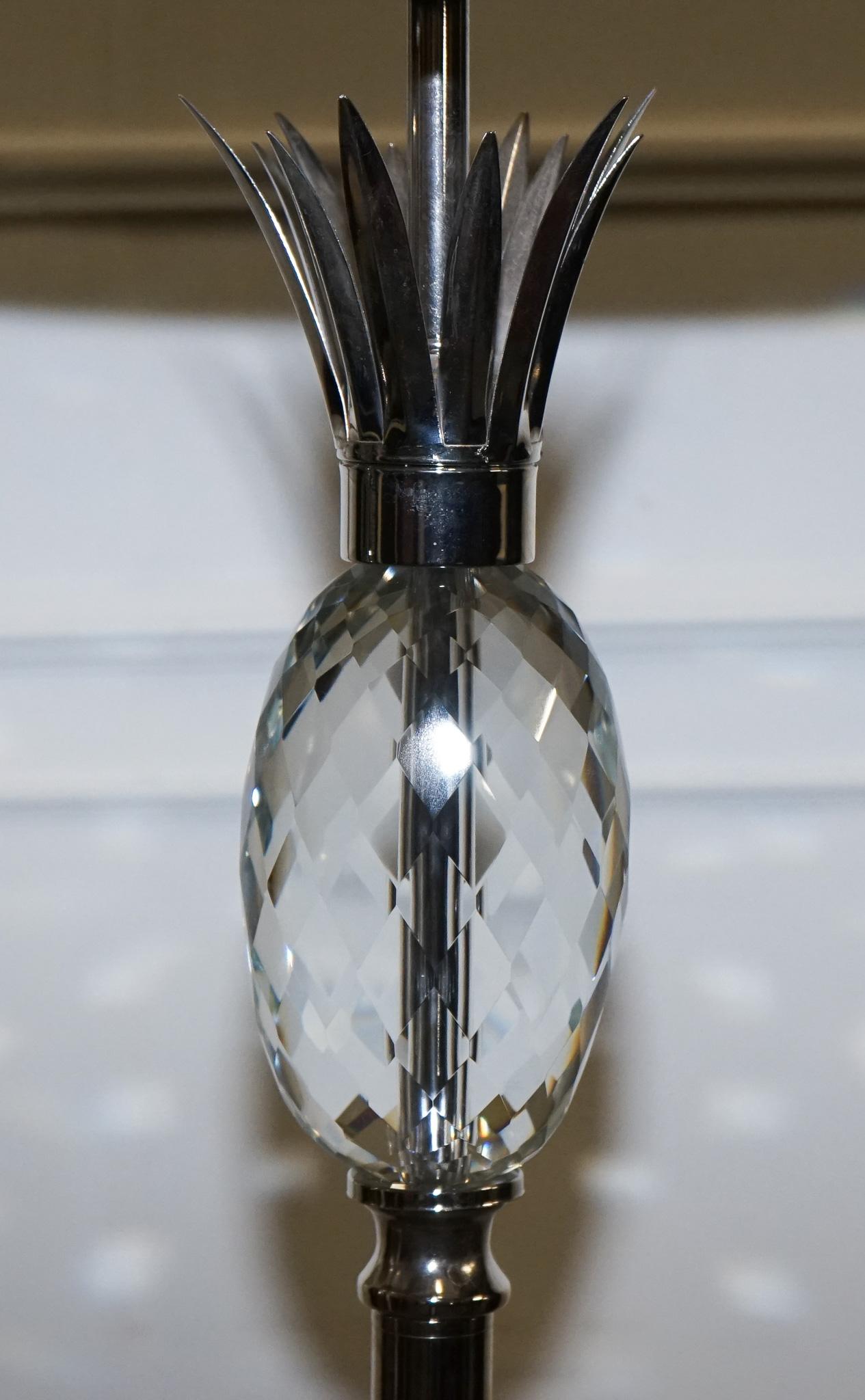 20th Century PAIR OF LOVELY FLOOR LAMPS WITH PINEAPPLE DESIGN STAiNLESS STEEL BLACK SHADE For Sale