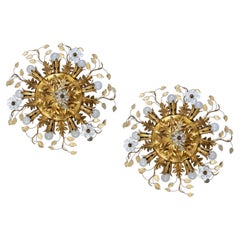 Pair of Lovely Flush Mount Ceiling Light by Banci Firenze, Italy, circa 1970s