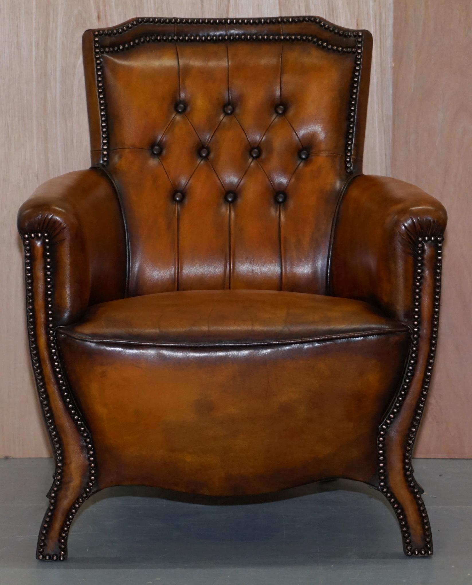 Pair of Lovely Fully Restored Chesterfield Club Whiskey Brown Leather Armchairs 8