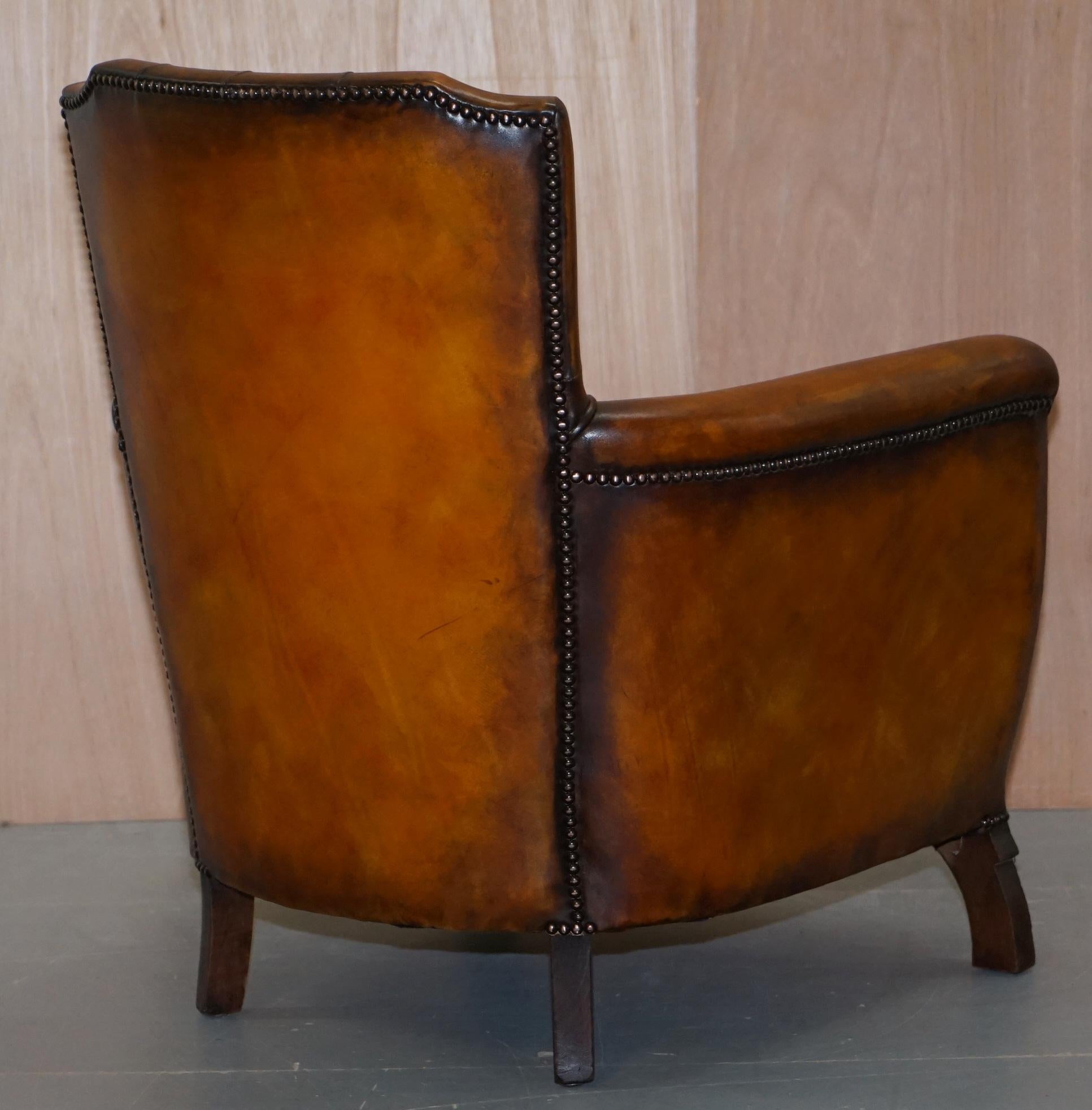 Pair of Lovely Fully Restored Chesterfield Club Whiskey Brown Leather Armchairs 15