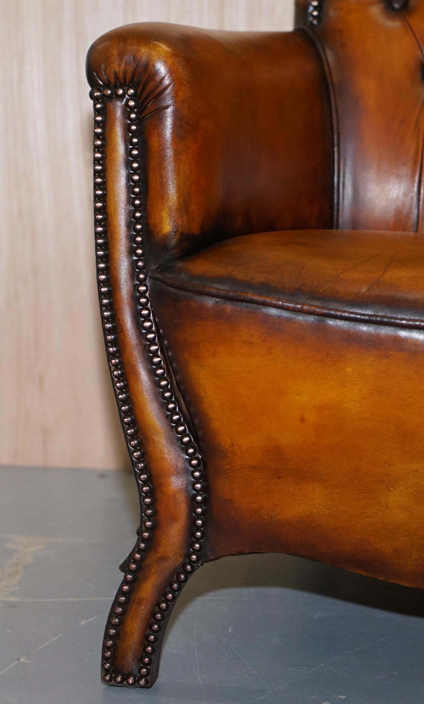 Pair of Lovely Fully Restored Chesterfield Club Whiskey Brown Leather Armchairs 2