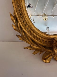 Paar schöne Giltwood Carver's Guild Oval & verspiegelte Wandkerzenleuchter