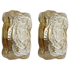 Pair of Lovely Hand Blown Glass Wall Lights Fixtures Sconces, 1960s