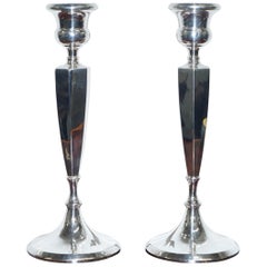 Pair of Lovely Large King George V Sterling Silver Candlesticks Birmingham, 1920