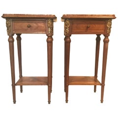 Pair of Lovely Marble-Topped Nightstands