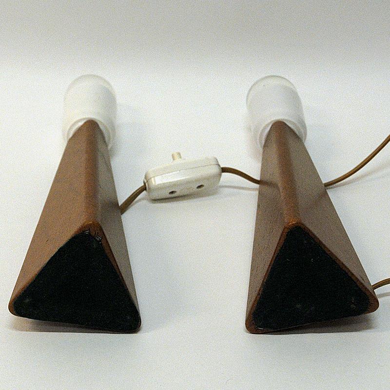 Pair of Lovely Nordic Brown Leatherette Table Lamps, 1950s 1