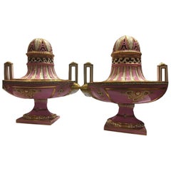 Pair of Lovely Pink Ground Gilt and Enamelled Porcelain Vases, 19th Century