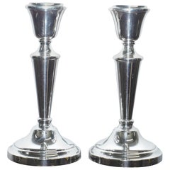 Pair of Lovely Queen Elizabeth ii Sterling Silver Candlesticks, Birmingham, 1972