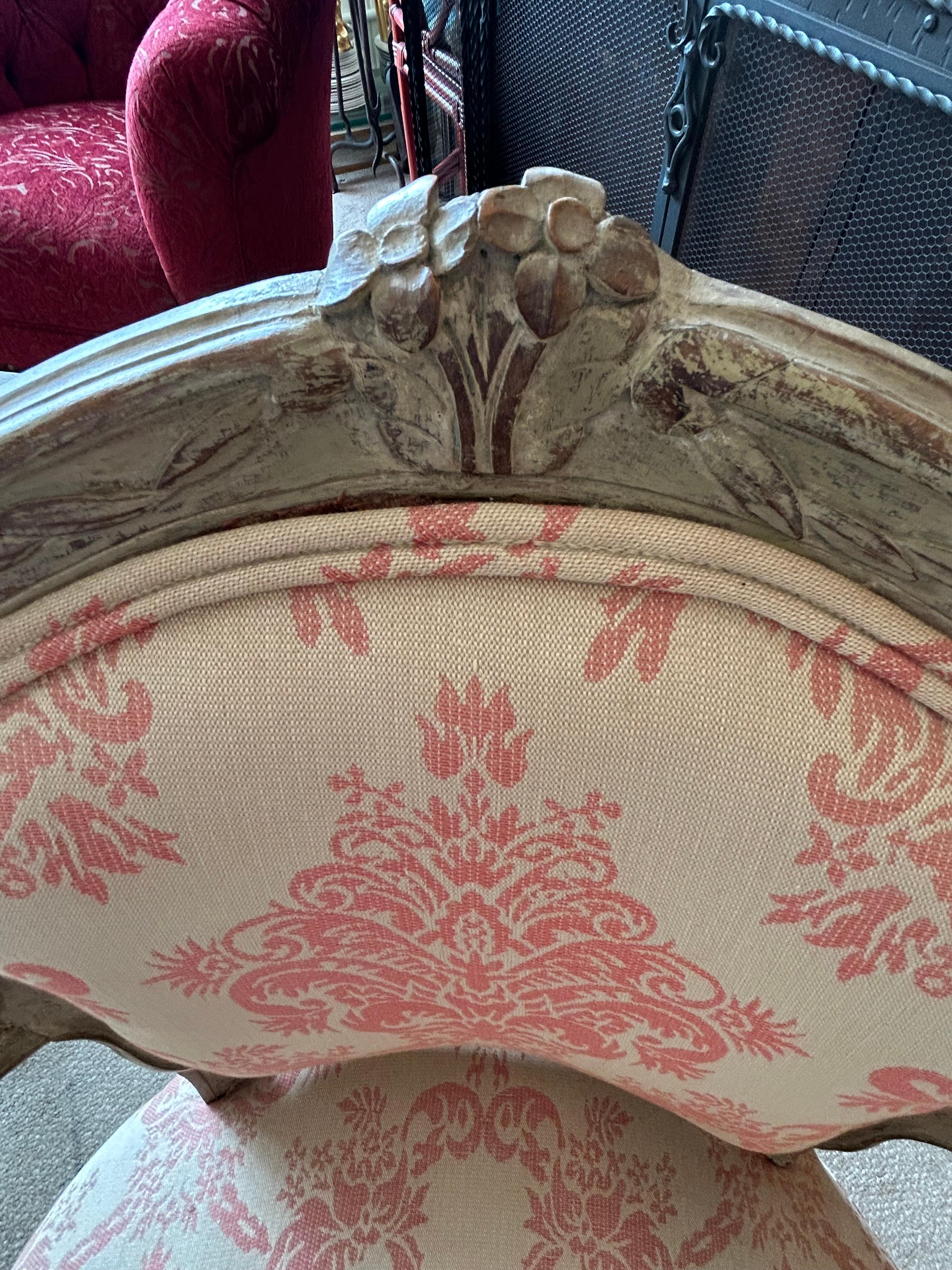Pair of Lovely Small 19th Century French Painted Louis XVI Bergere Chairs For Sale 7