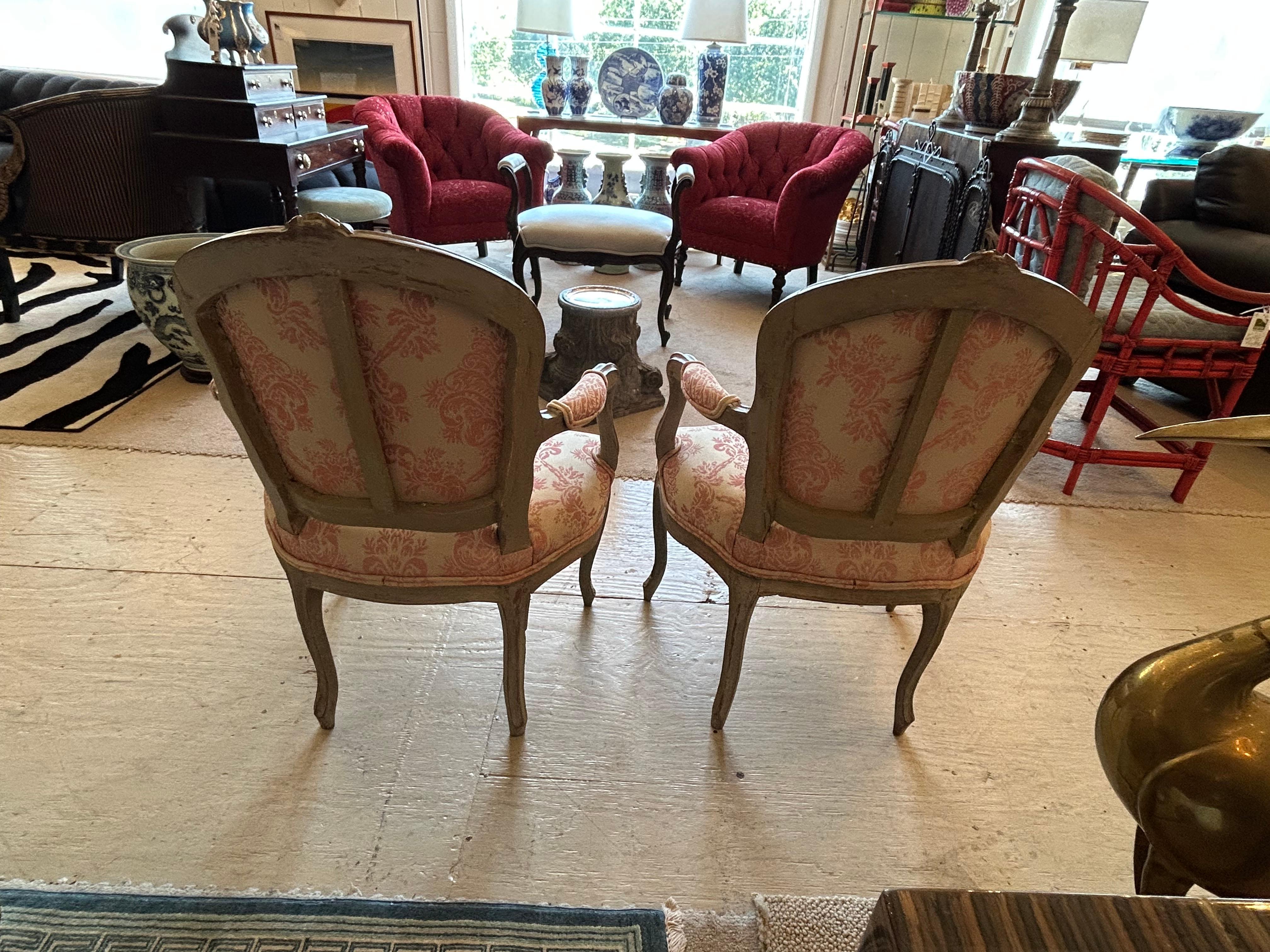 Pair of Lovely Small 19th Century French Painted Louis XVI Bergere Chairs For Sale 16