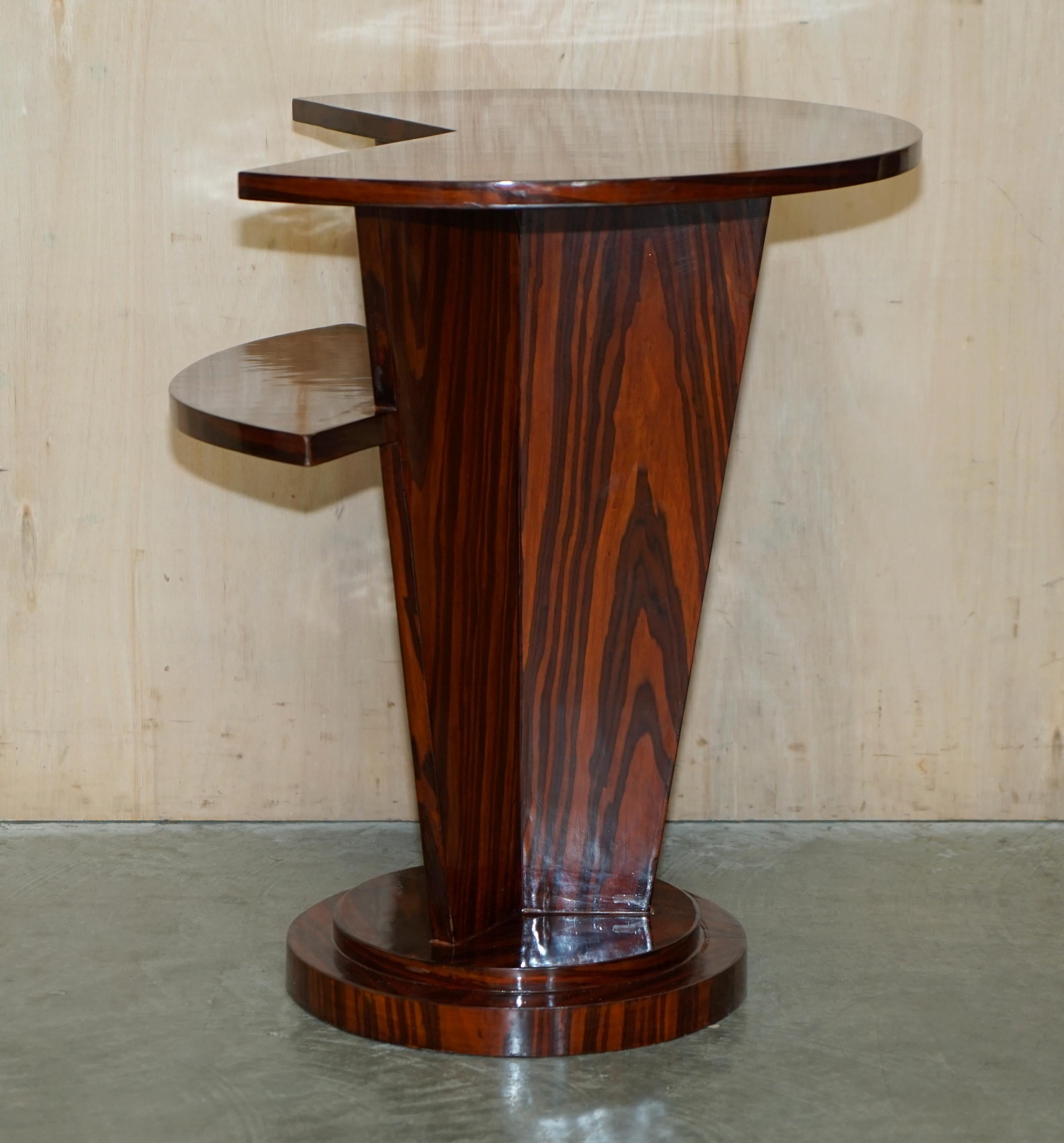Pair of Lovely Vintage Art Deco Style Two Tier Macassar Wood Side End Tables For Sale 7