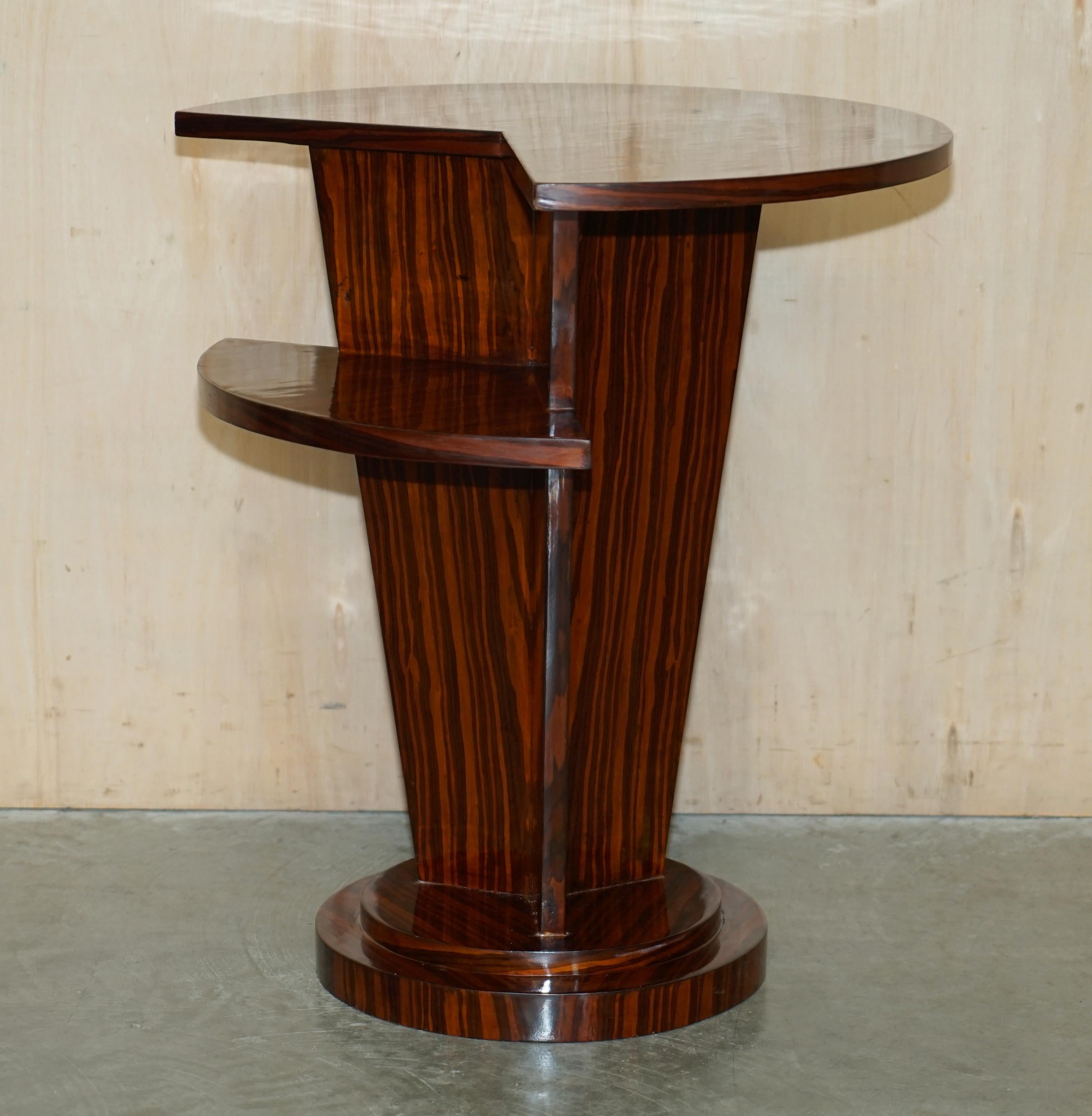 Pair of Lovely Vintage Art Deco Style Two Tier Macassar Wood Side End Tables For Sale 8