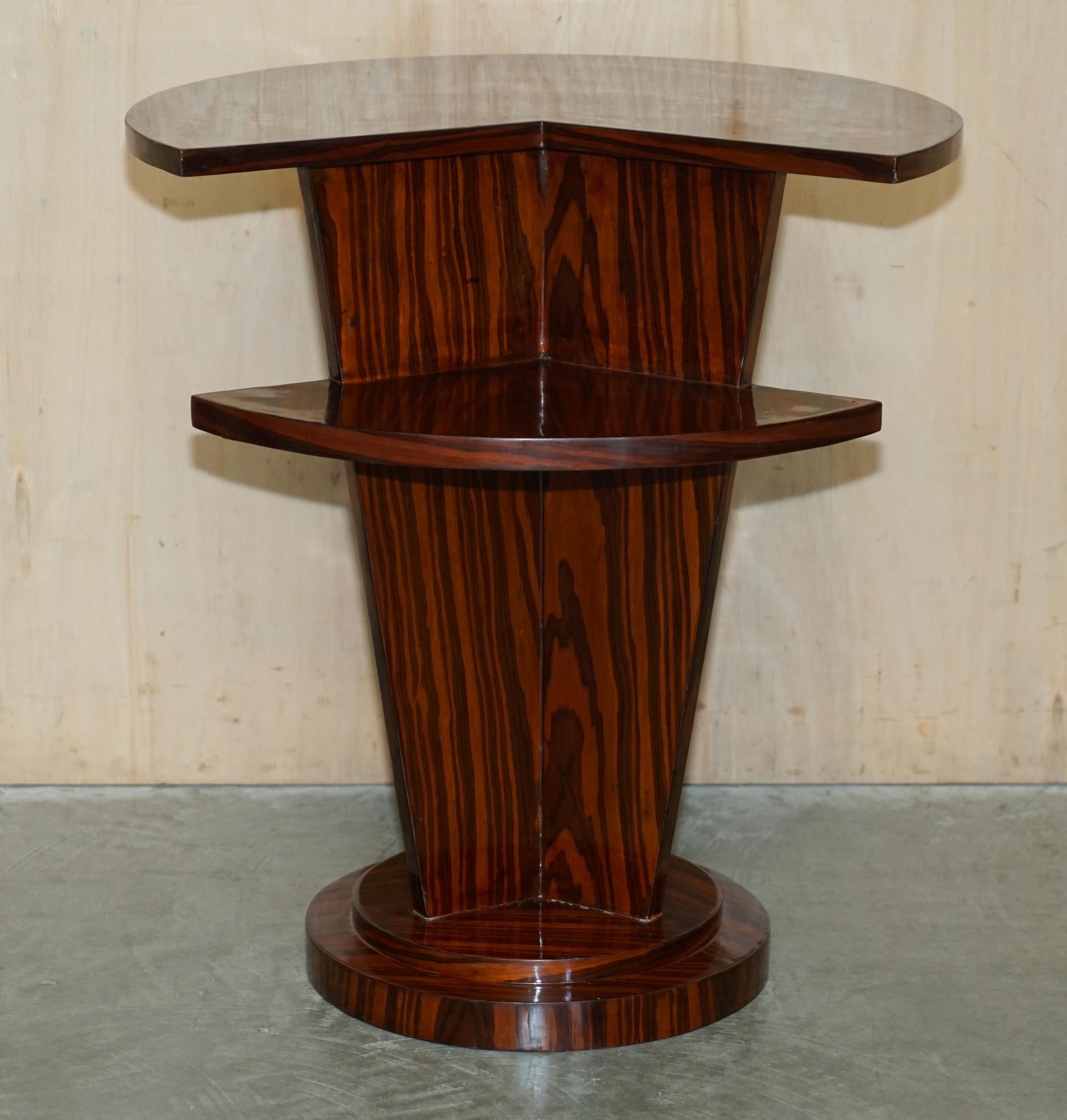 Pair of Lovely Vintage Art Deco Style Two Tier Macassar Wood Side End Tables For Sale 9