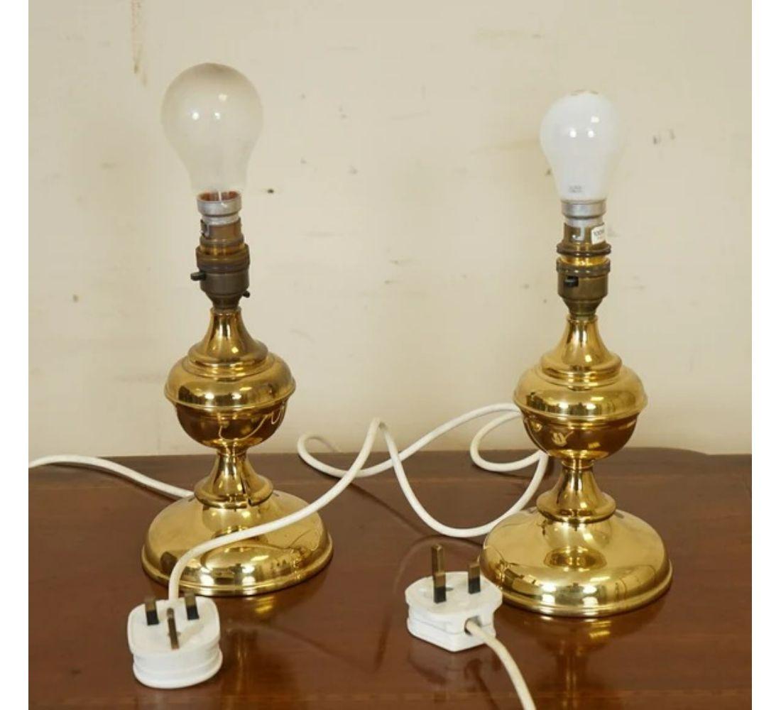 Hand-Crafted Pair of Lovely Vintage Brass Look Lamps For Sale
