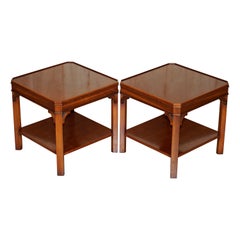 Pair of Lovely Vintage Georgian English Style Hardwood Side End Lamp Wine Tables