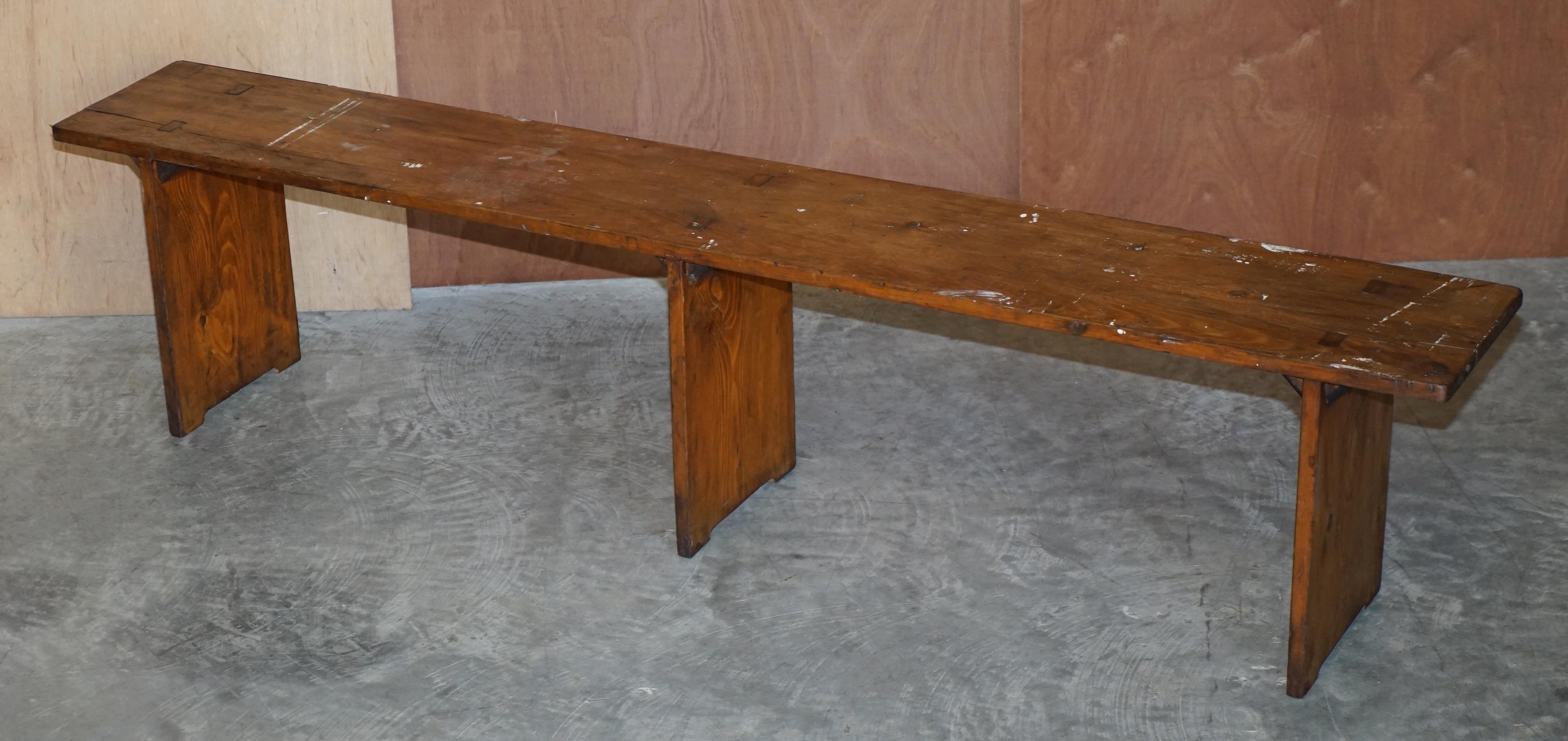 Pair of Lovely Vintage Pitch Pine Benches / Seats for a Refecorty Dining Table For Sale 3