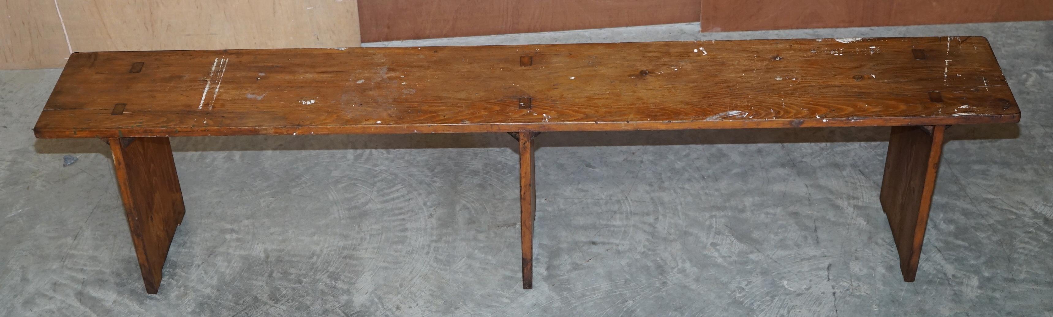 Pair of Lovely Vintage Pitch Pine Benches / Seats for a Refecorty Dining Table For Sale 4