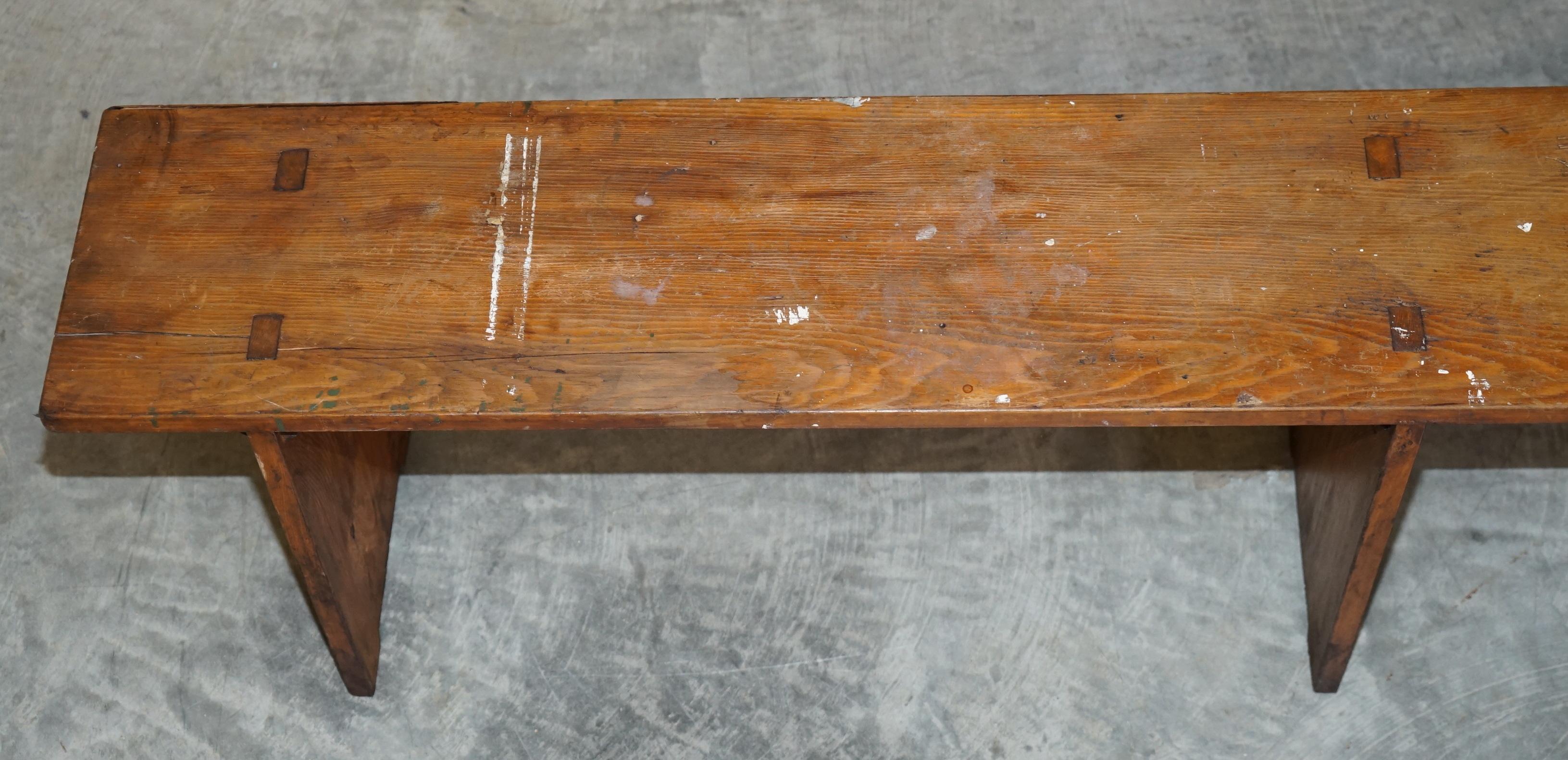 Pair of Lovely Vintage Pitch Pine Benches / Seats for a Refecorty Dining Table For Sale 5