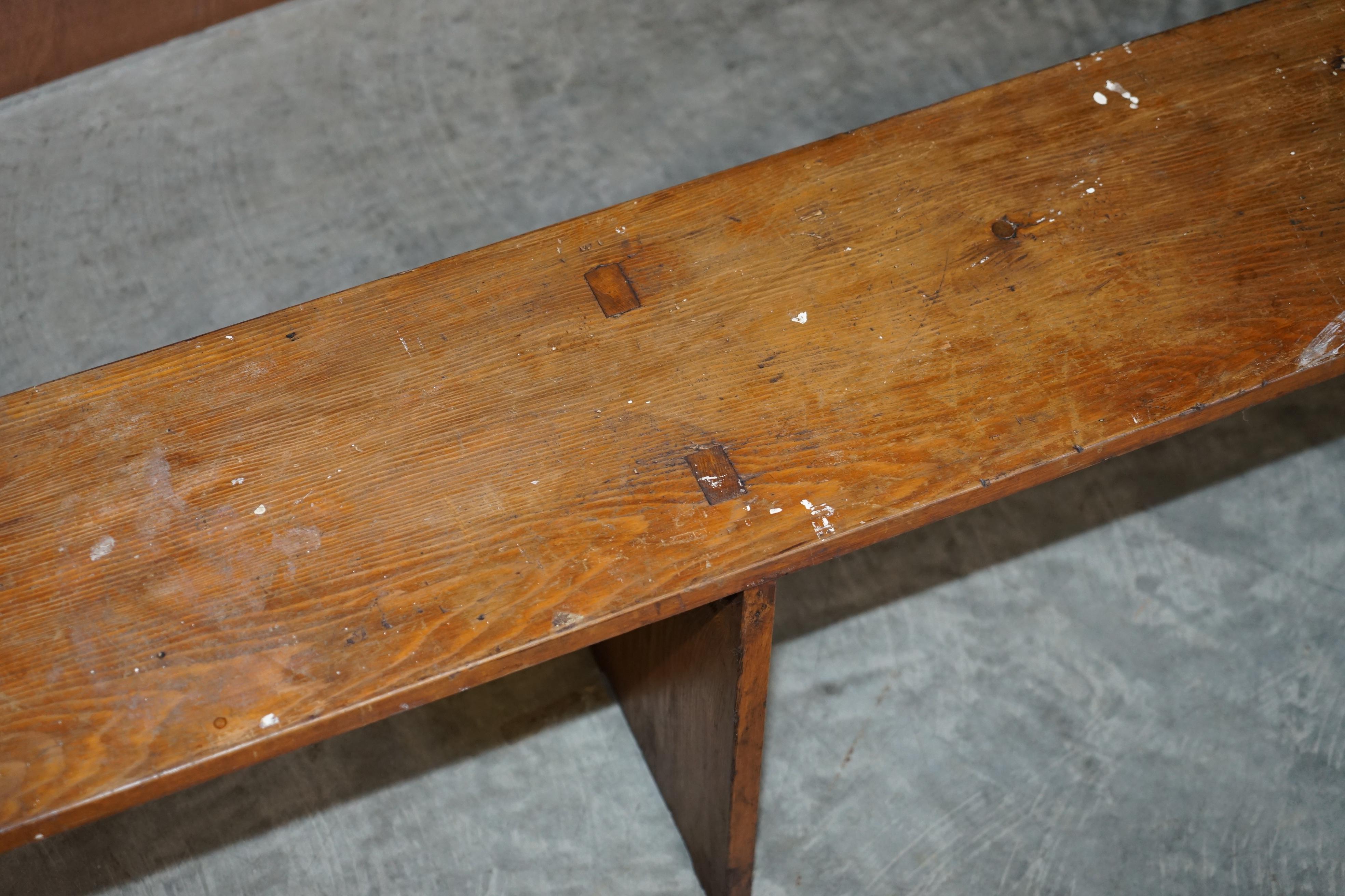 Pair of Lovely Vintage Pitch Pine Benches / Seats for a Refecorty Dining Table For Sale 6