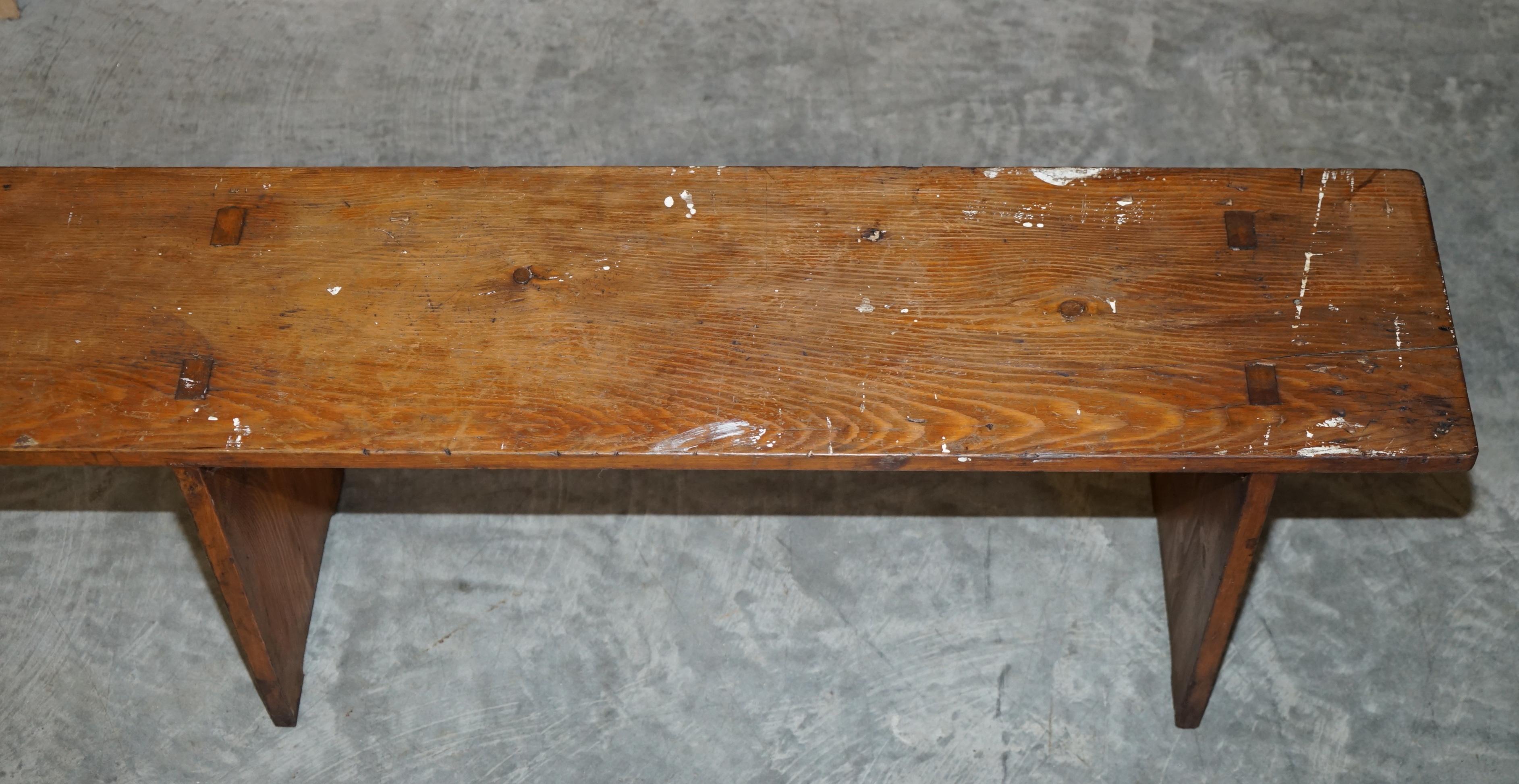 Pair of Lovely Vintage Pitch Pine Benches / Seats for a Refecorty Dining Table For Sale 7