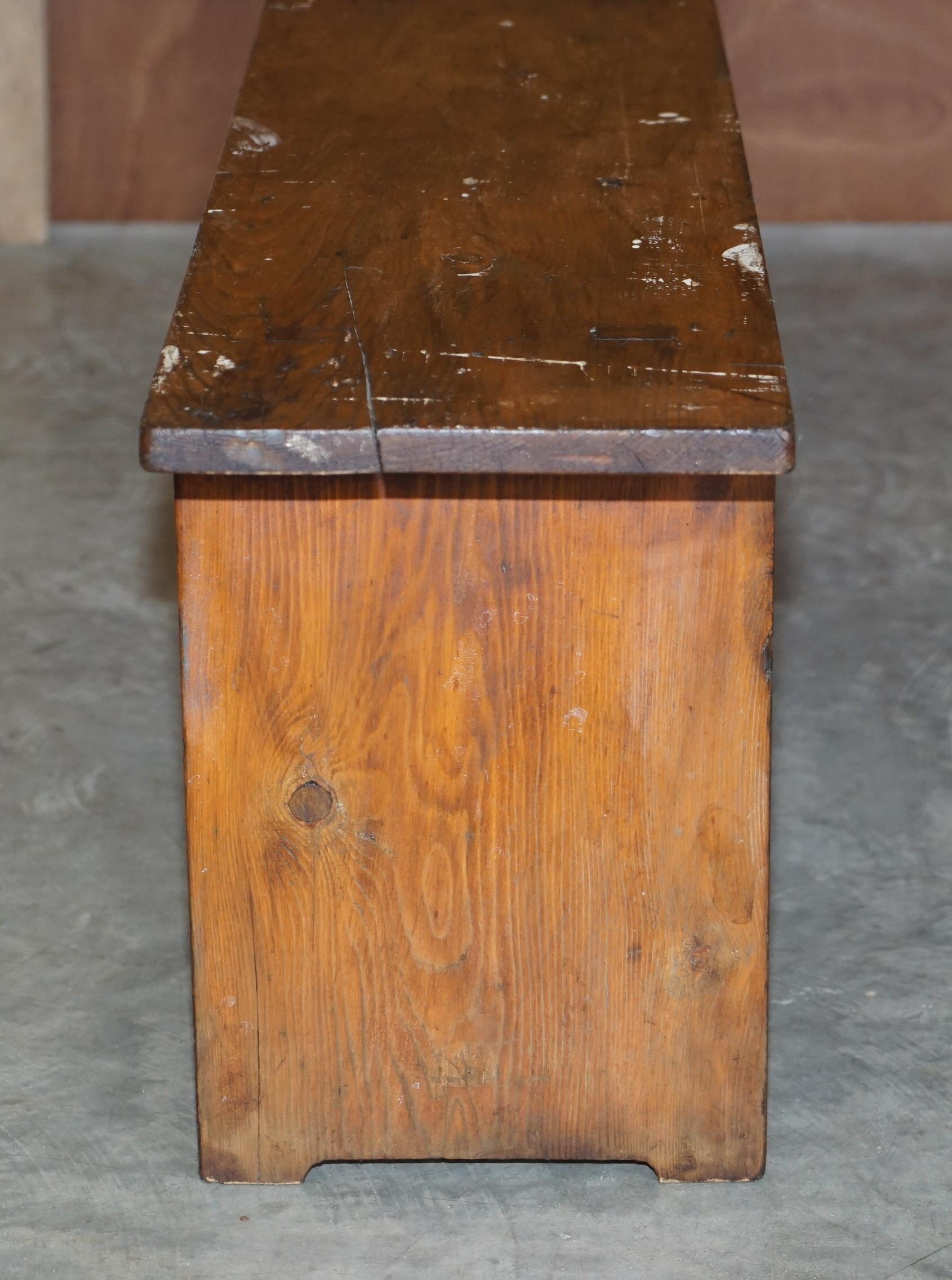 Pair of Lovely Vintage Pitch Pine Benches / Seats for a Refecorty Dining Table For Sale 9