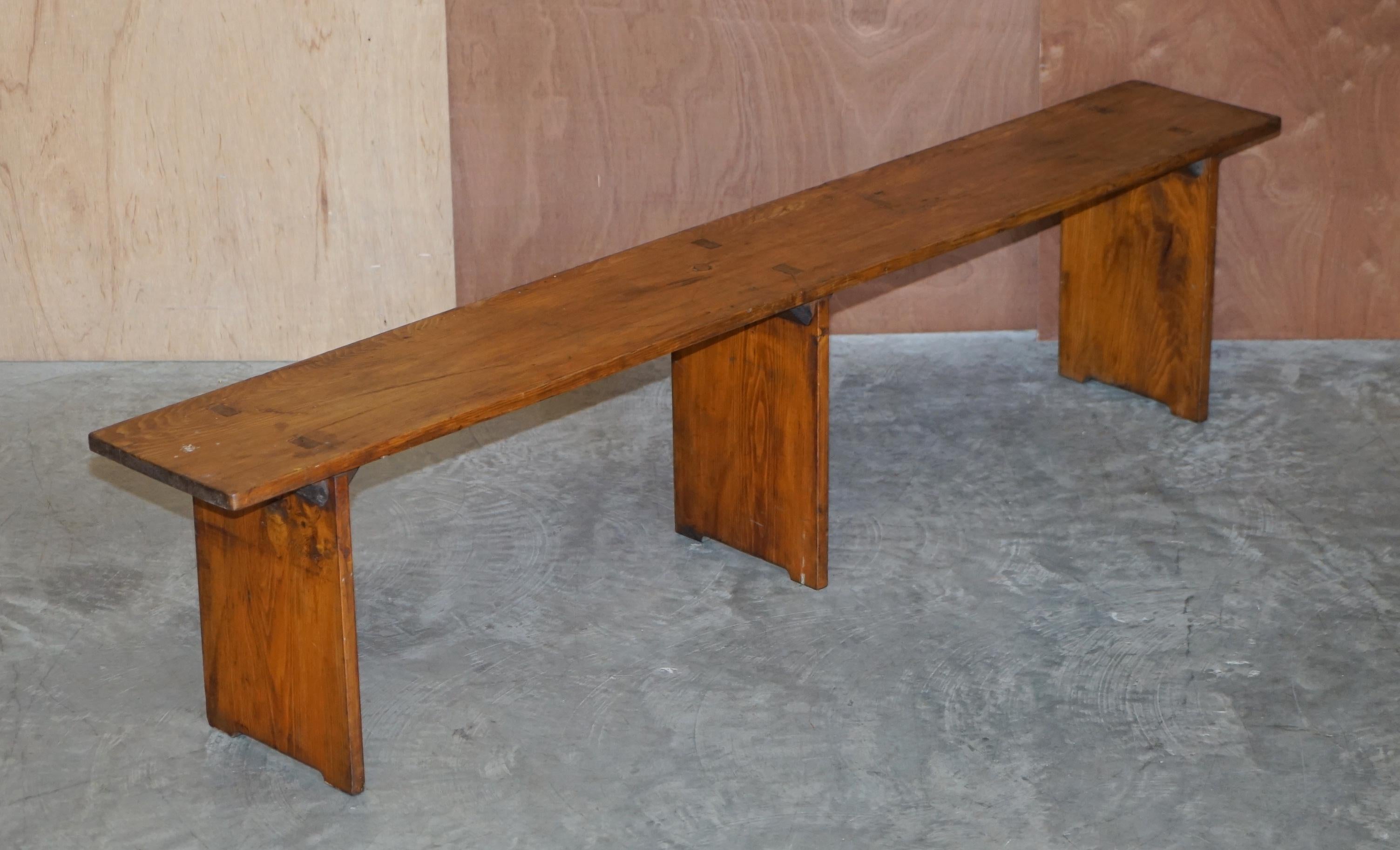 We are delighted to offer this stunning pair of vintage pitch pine benches for a refectory dining table with original finish

Please note the delivery fee listed is just a guide, it covers within the M25 only for the UK and local Europe only for