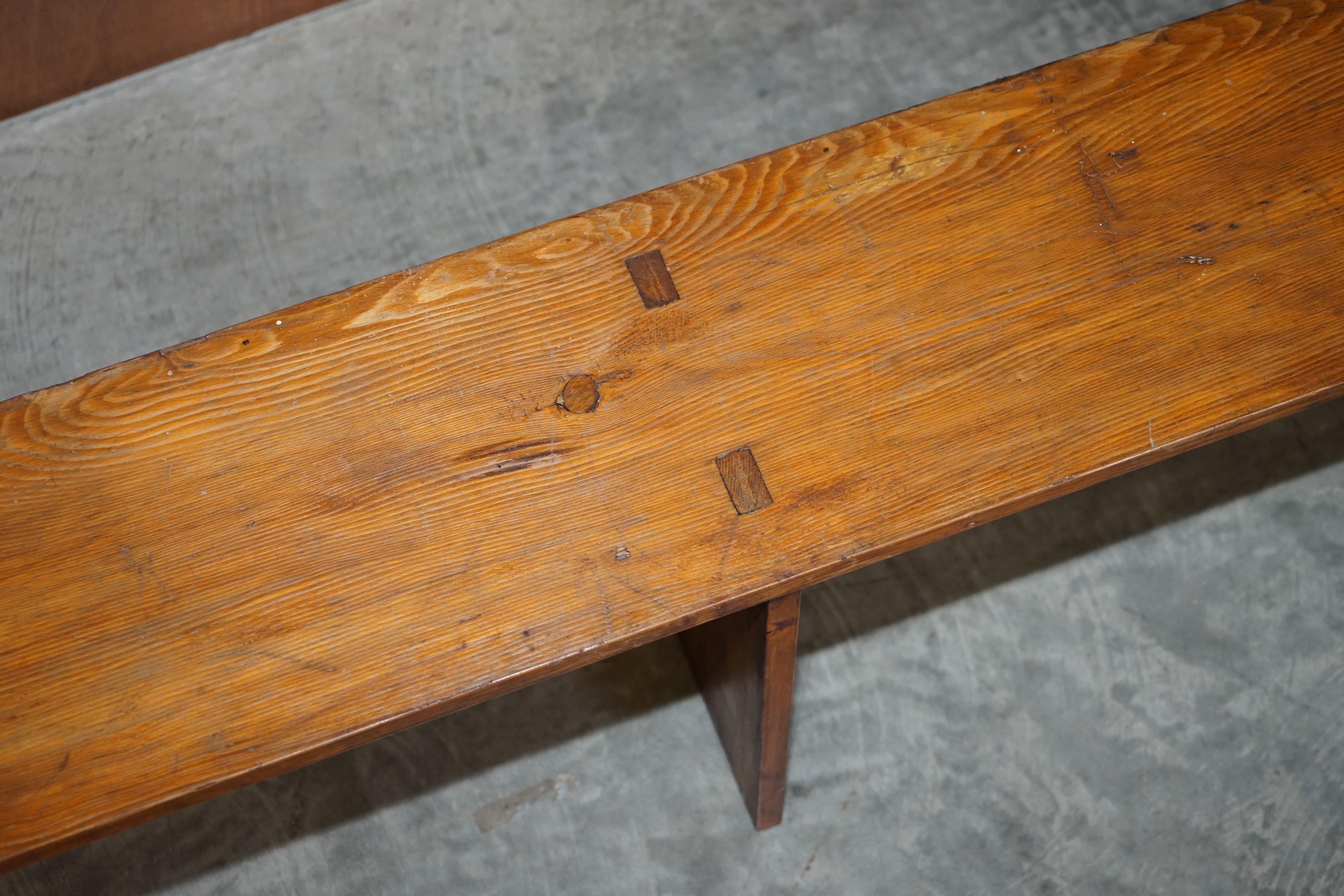 Edwardian Pair of Lovely Vintage Pitch Pine Benches / Seats for a Refecorty Dining Table For Sale