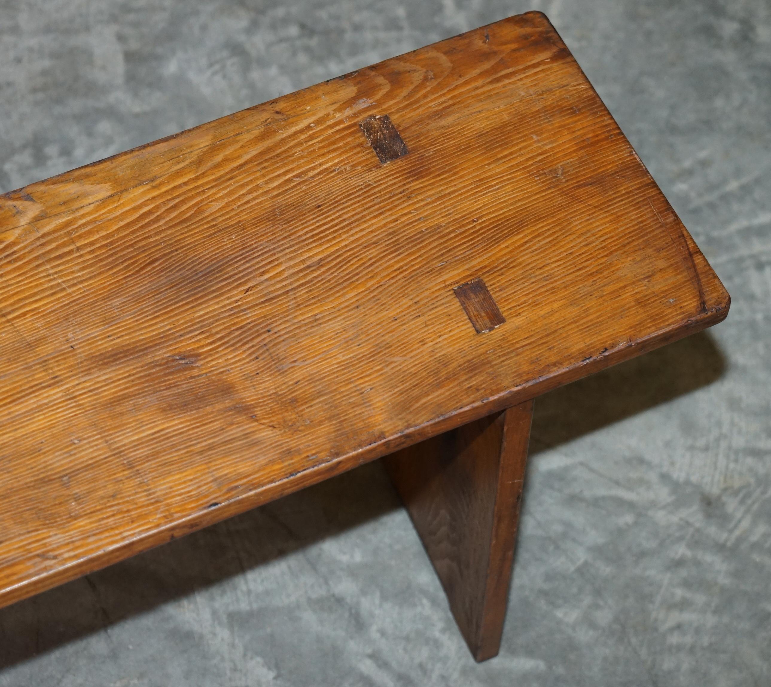 English Pair of Lovely Vintage Pitch Pine Benches / Seats for a Refecorty Dining Table For Sale