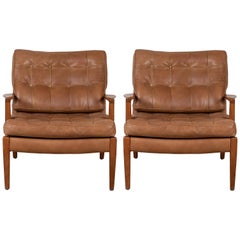 Antique Pair of Löven Lounge Chairs by Arne Norell